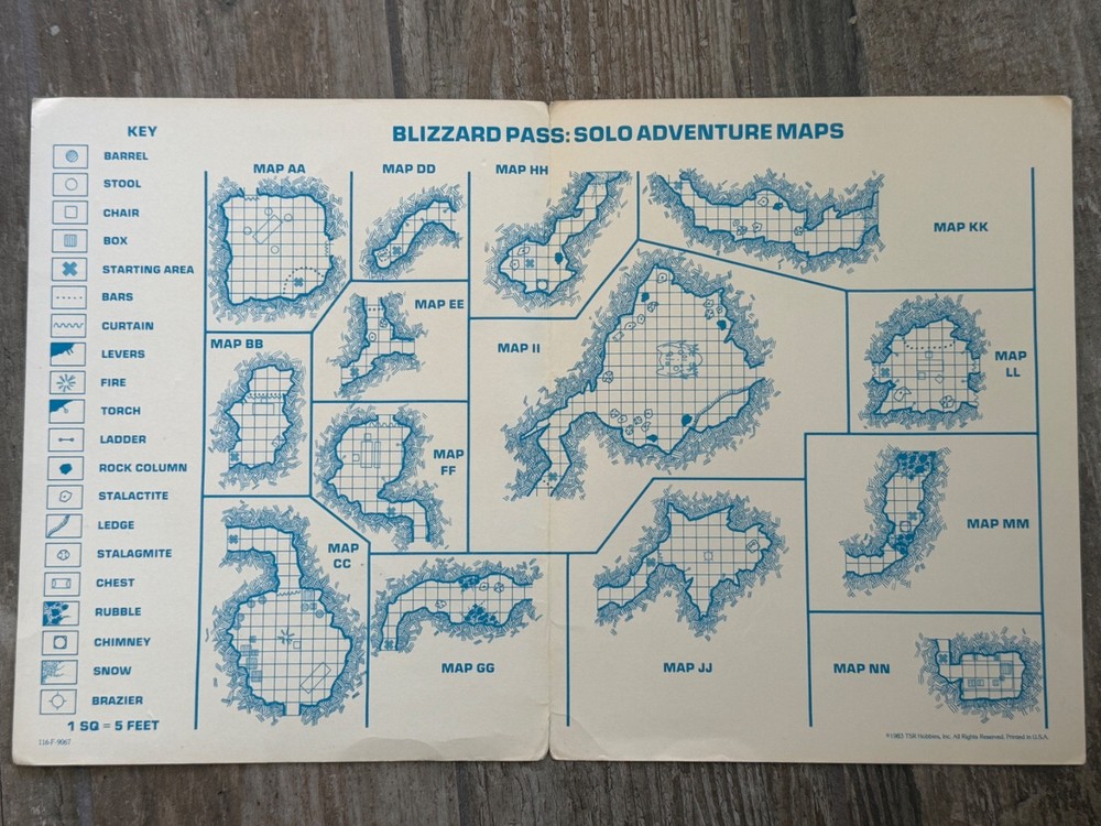 TSR D&D M1 Blizzard Pass Module PARTIAL Cover & Maps Only 1983 David Cook