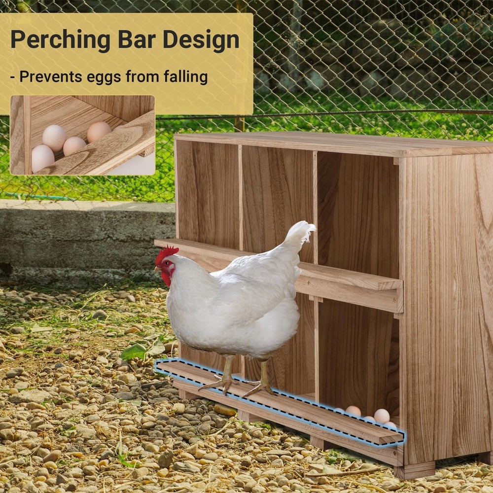 Nesting Boxes for Chickens 6 Compartment, Wall-Mounted Wooden Chicken Nesting...