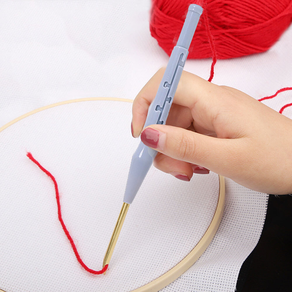 Punch Adjustable Embroidery Needles Pen Knitting Needle Threader Weaving Tool