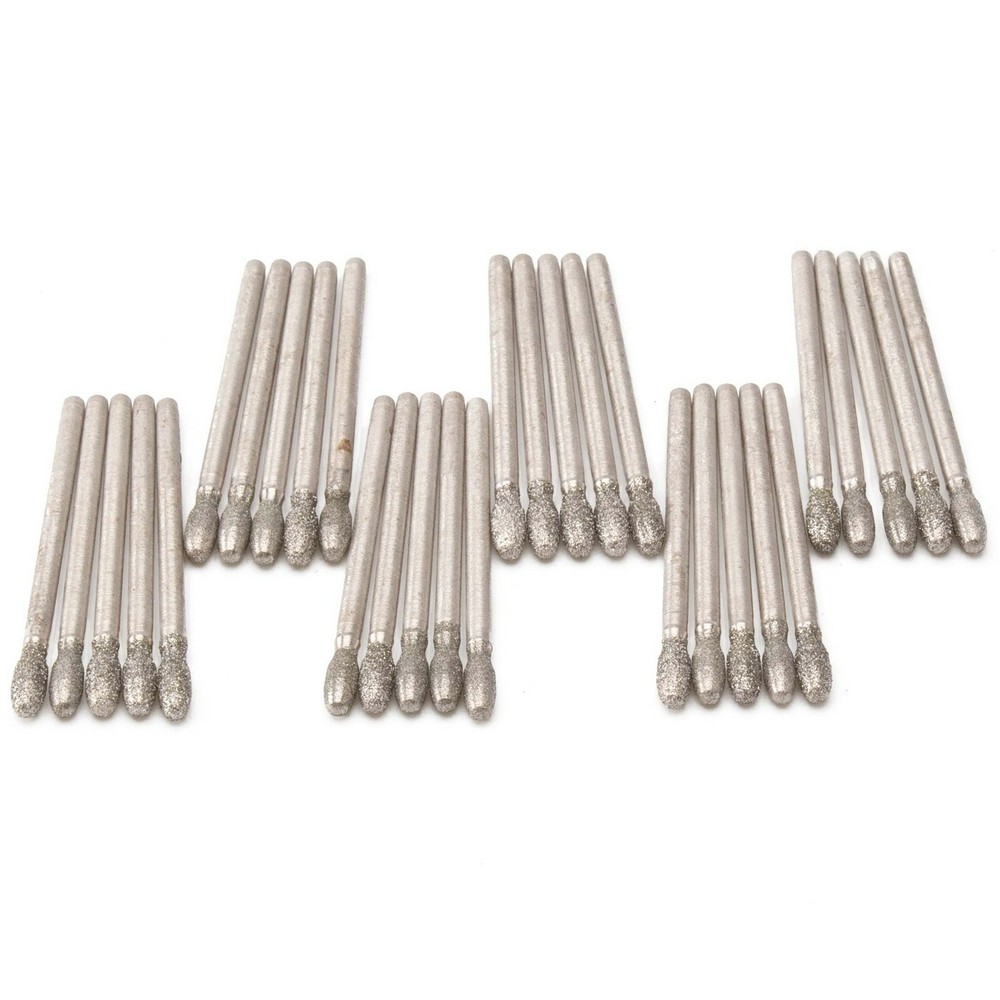 30Pcs 3mm 1/8" OVAL Tip Diamond Solid Bits Ellipse Grinding Head Tools for Stone