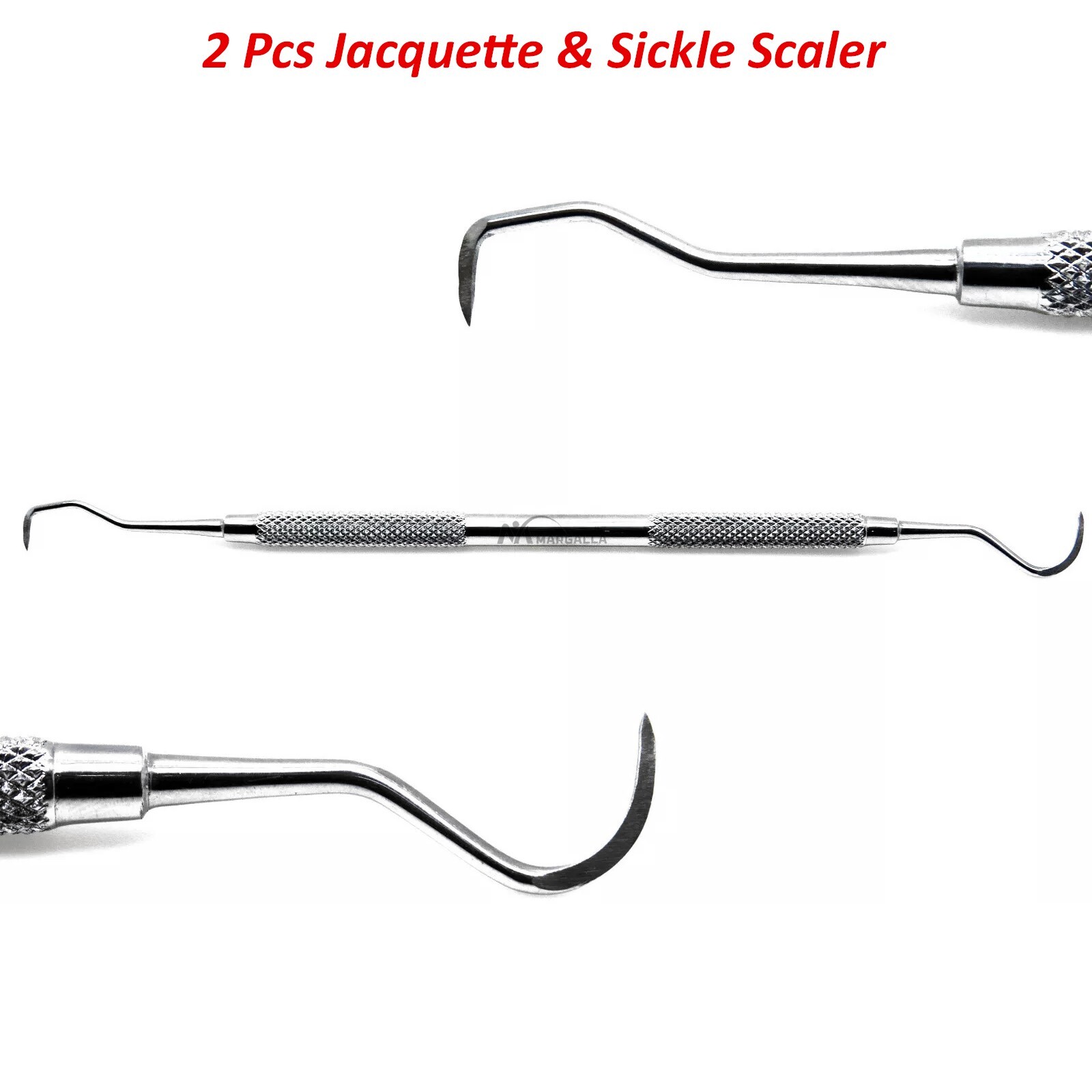 2Pcs Jacquette & Sickle Scaler Anterior Posterior Dental Periodontal Instrument