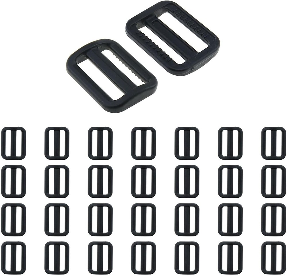 MEETOOT 30PCS 1 Inch Black Adjustable Plastic Tri-Glide Slides Button...