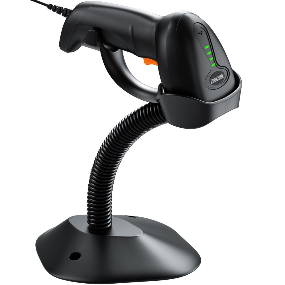 Symcode USB 1D Barcode Scanner with Stand Handheld Wired Laser Bar Code Reader