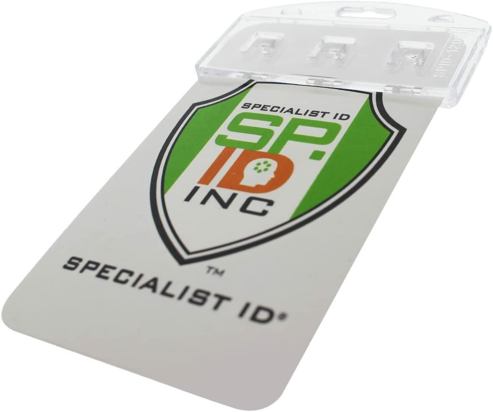Vertical Half Card Smart Chip Insert Badge Holder - Hard Plastic - Specialist ID