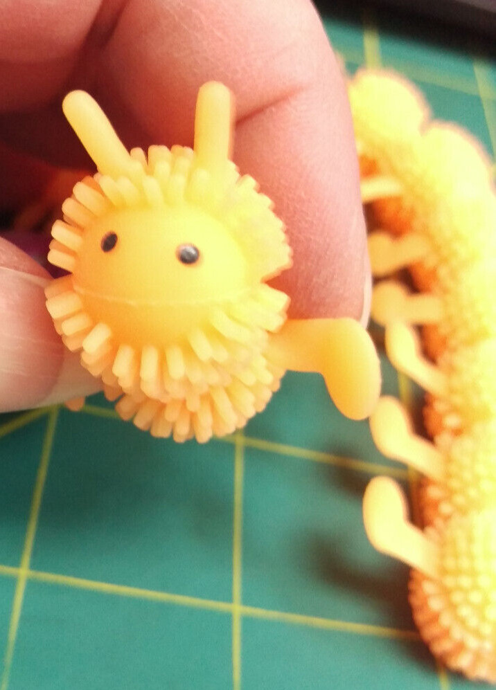 Novelty colorful stretchies Stretchable Bendable soft textured Orange Worm