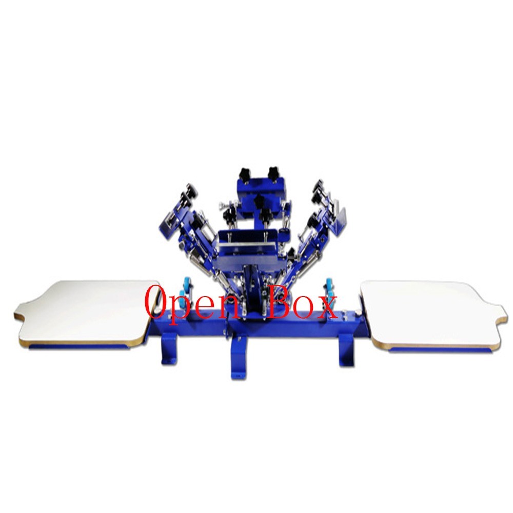 Open Box!Screen Printing Machine 4 Color 2 Station Micro Adjustment Screen Press