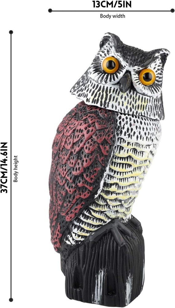Versatile Plastic Owl Decoy with Wind-Powered Features - Indoor/Outdoor Use