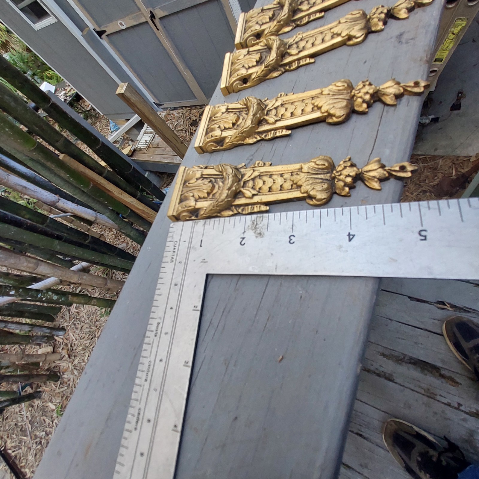 Antique Victorian Brass Furniture Trim Set Of Four Rococo