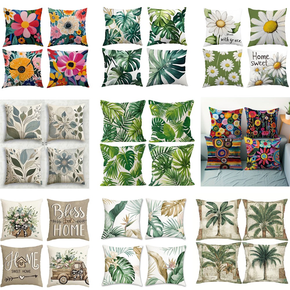 4 Pack Vintage Floral Throw Pillow Covers Cushion Cover Ultra Soft 18x18in