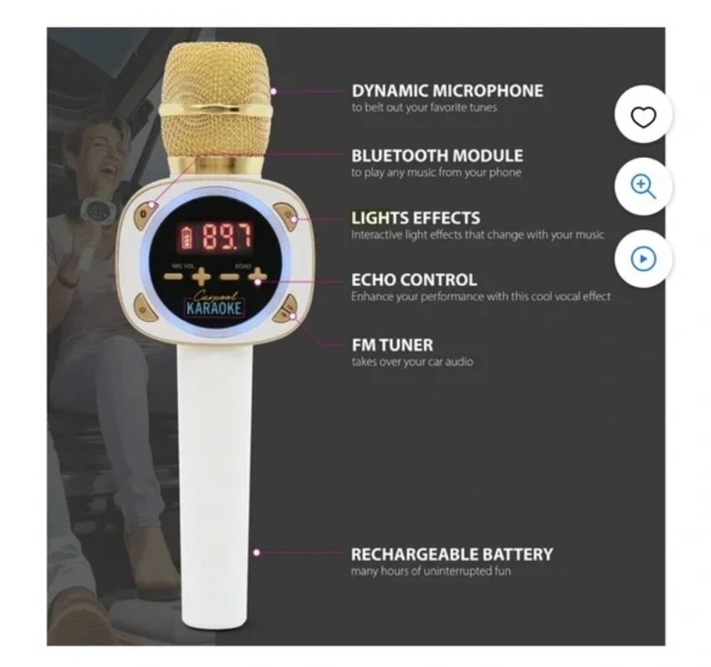 The Singing Machine CPK545 Wireless Bluetooth Microphone Carpool Karaoke Machine