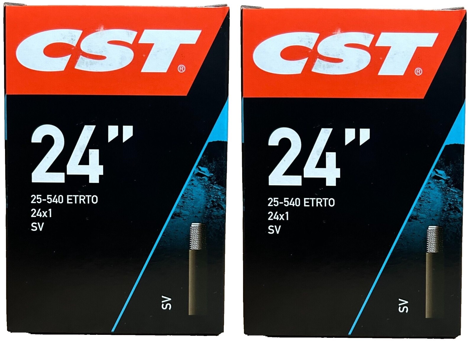 2 Pack of 24 x 1 Inner Tube 25-540 Straight Schrader Valve SV Wheelchair 24x1