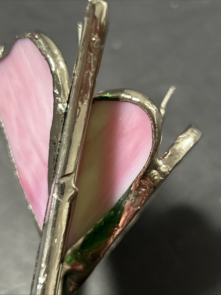 Stained Glass Heart Flower Wall Hanger