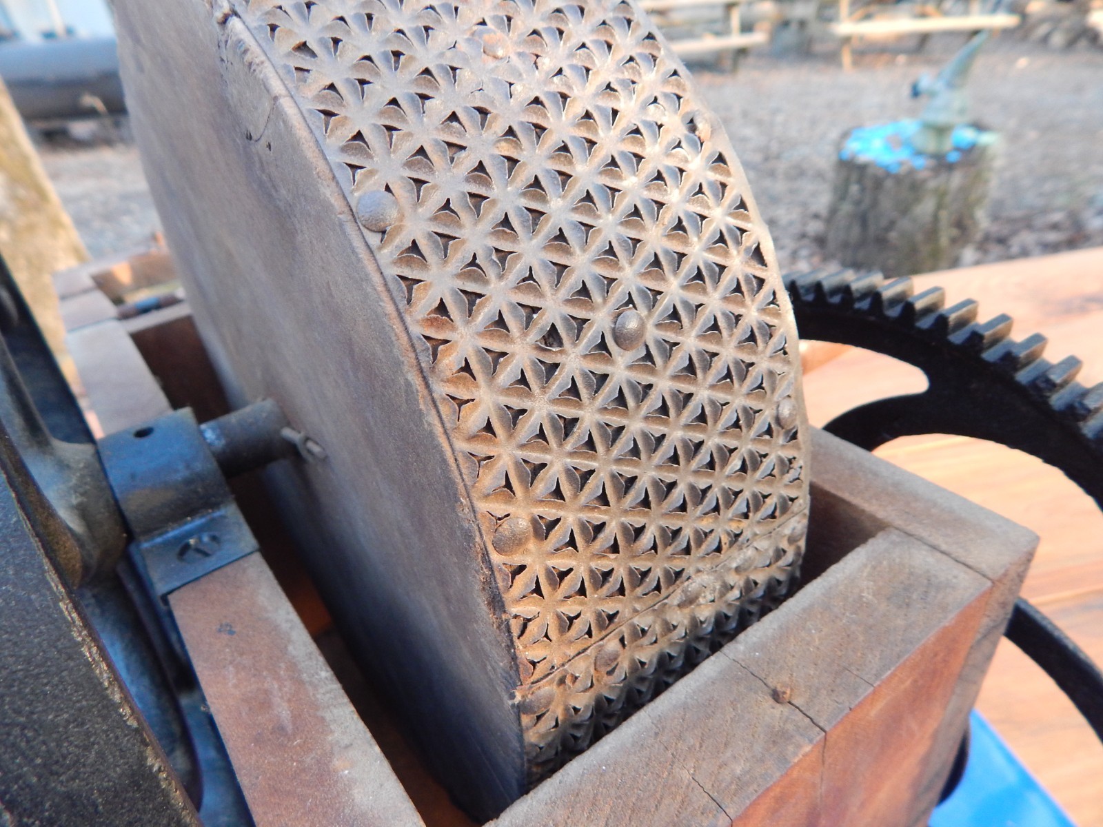 1800s Horseradish/Hard Cheese Grinder - Brass, Cast Iron and Wood