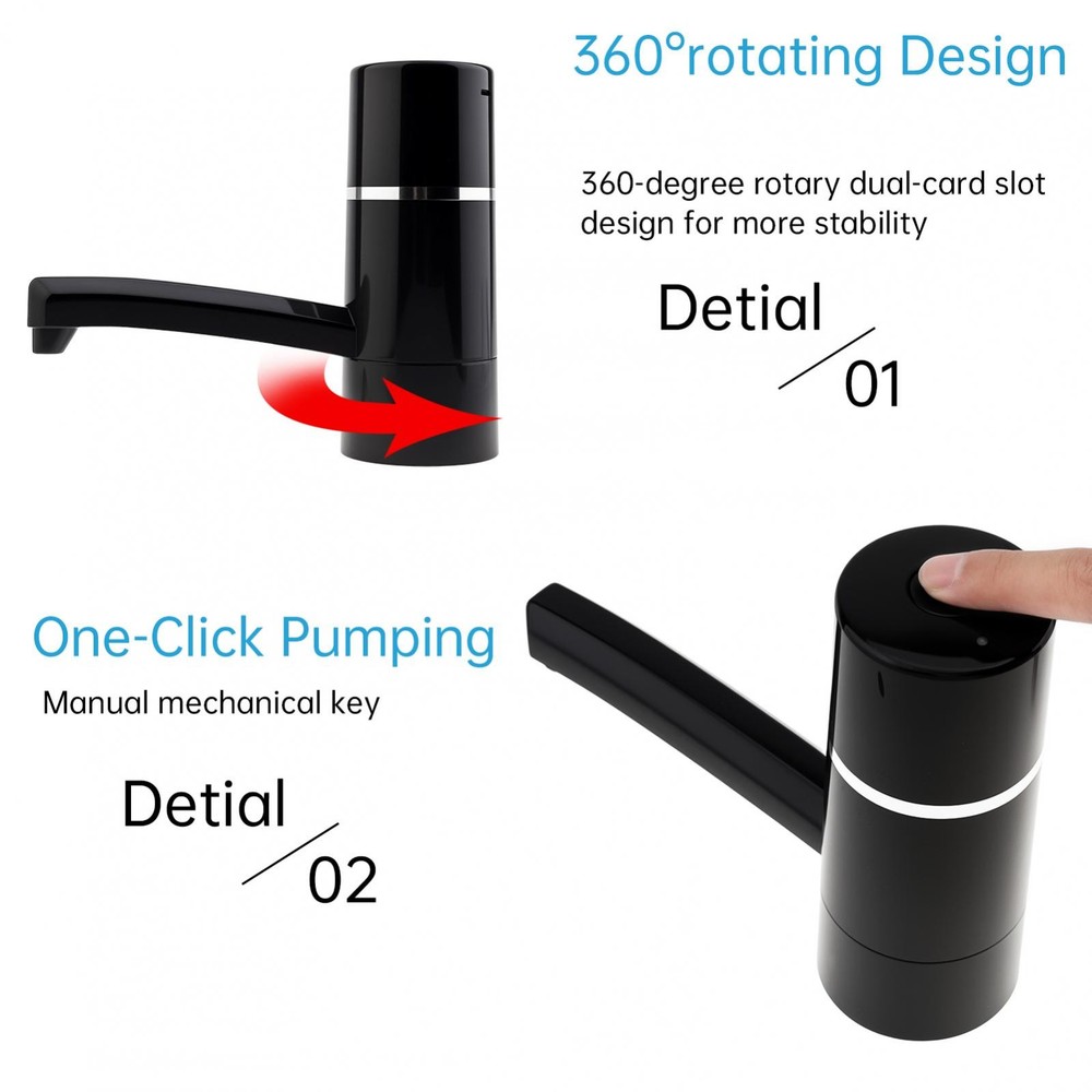 Water Bottle Switch Pump Electric Automatic USB Rechargeable Jug Dispenser Pump