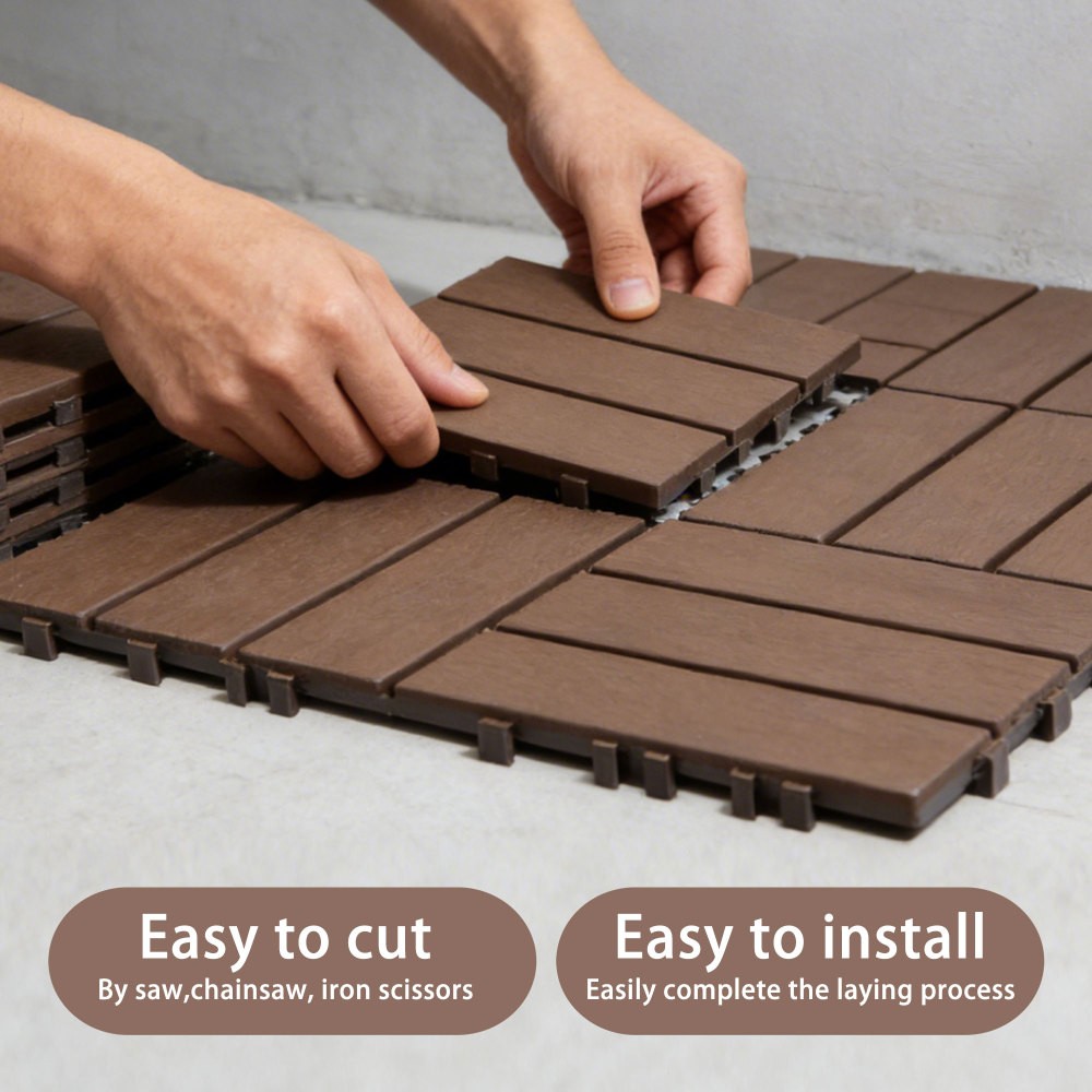 68 Pack 11.42"x11.42" Plastic Interlocking Deck Tiles Flooring Pool Poolside