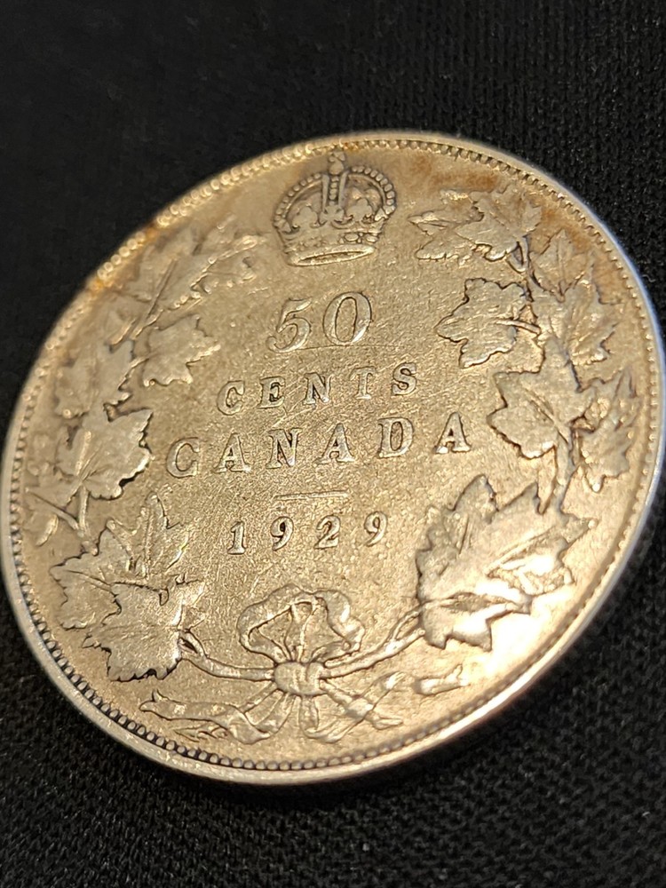 1929 Canada 50 Cents Silver Coin