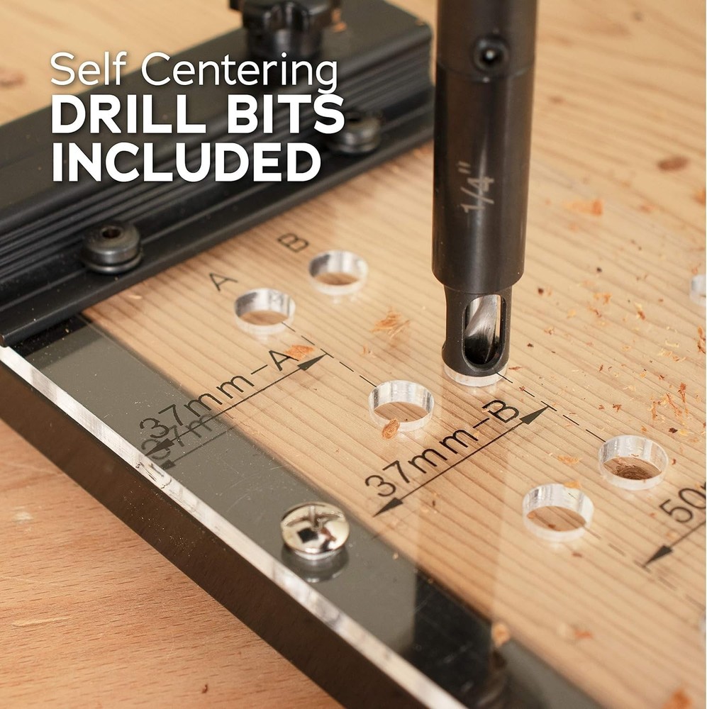 EZ-Align Shelf Pin Jig With 1/4" And 5mm Self Centering Drill Bits