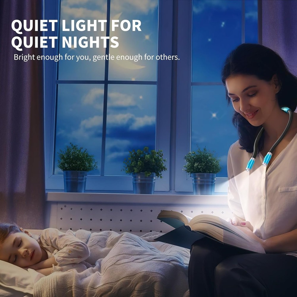 Rechargeable Book Light for Bed Reading - Flexible Arms