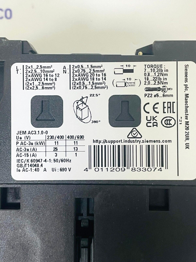SIEMENS 3RT2026-1AB00 Contactor