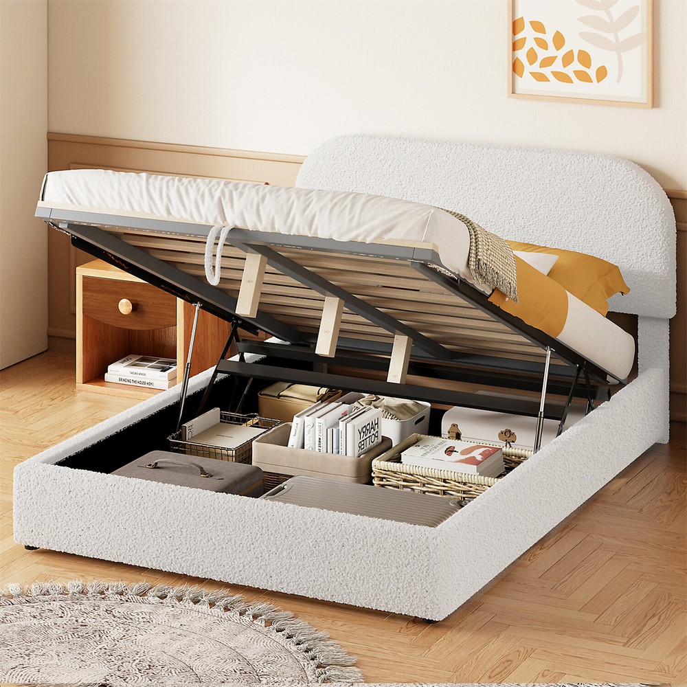 Full/Queen Size Upholstered Platform Bed w/ Hydraulic Storage System US