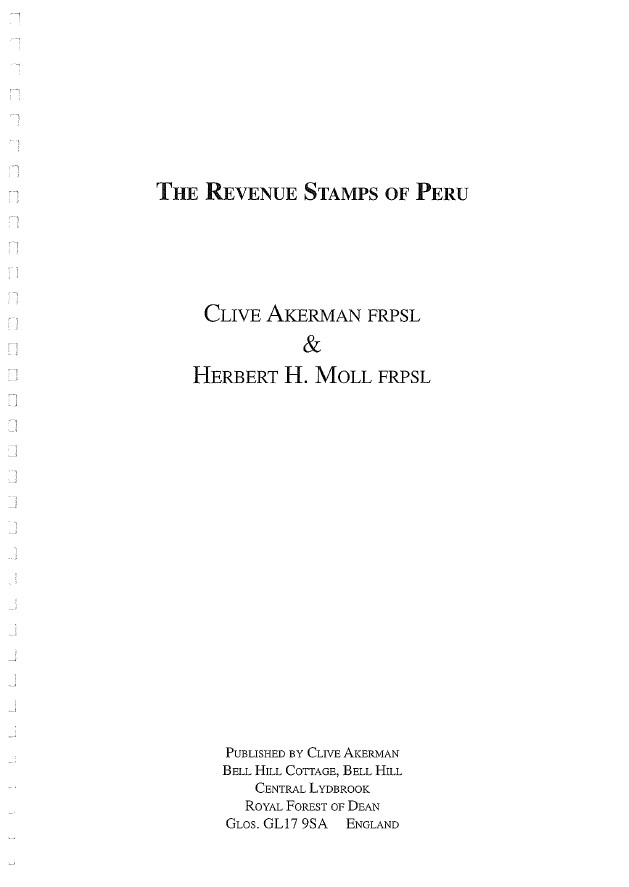 THE REVENUE STAMPS OF PERU Catalogue Scarce, 100 Page PDF