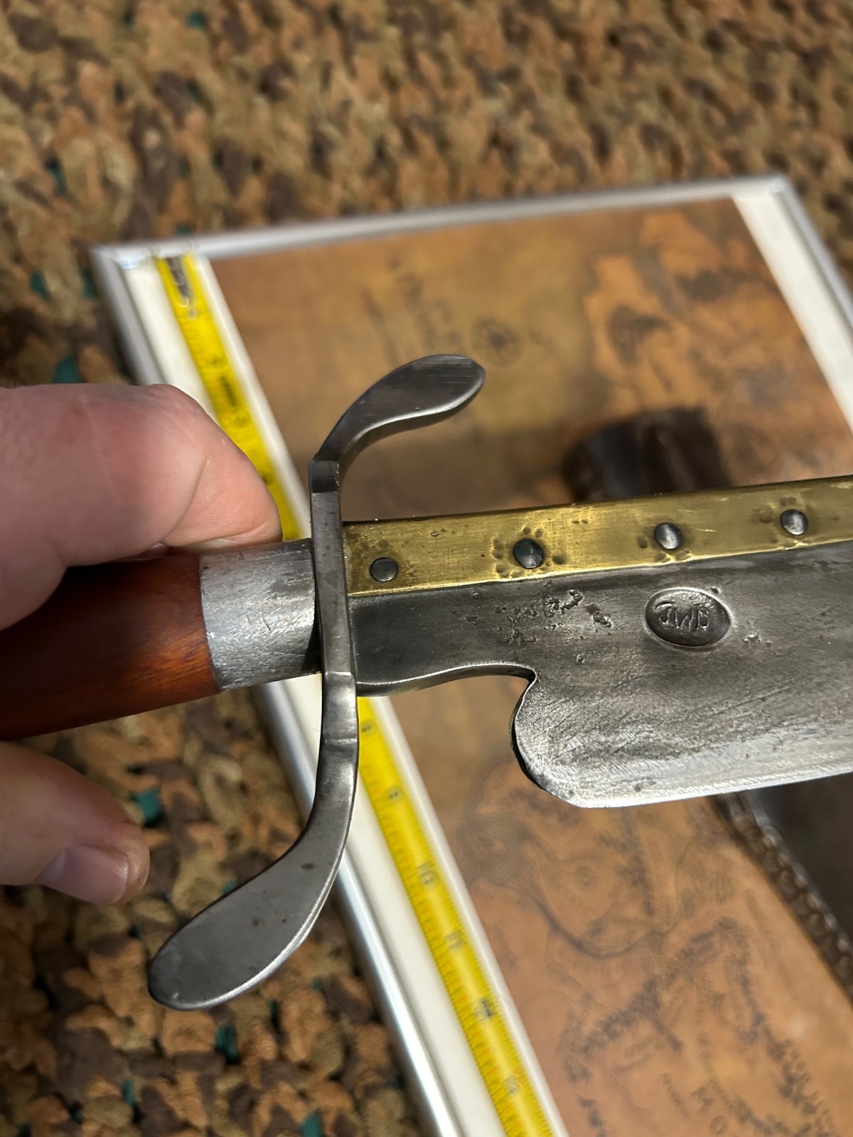 Big ol vintage custom bowie knife 12" blade 18" OAL, with custom leather sheath.