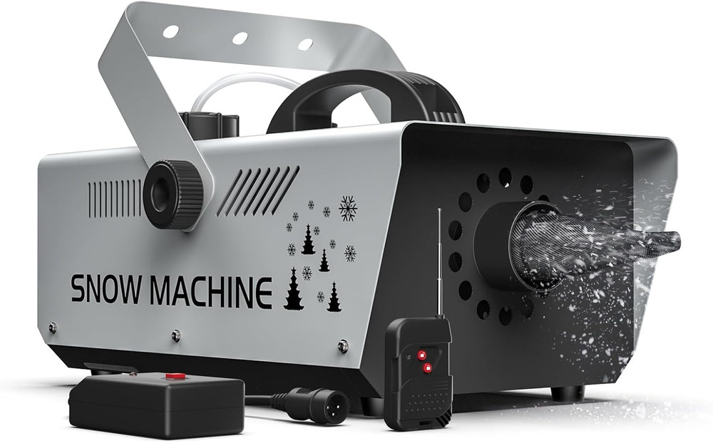 1000W Snow Machine Remote & Manual Control Snowflake Making Adjustable Snowflake