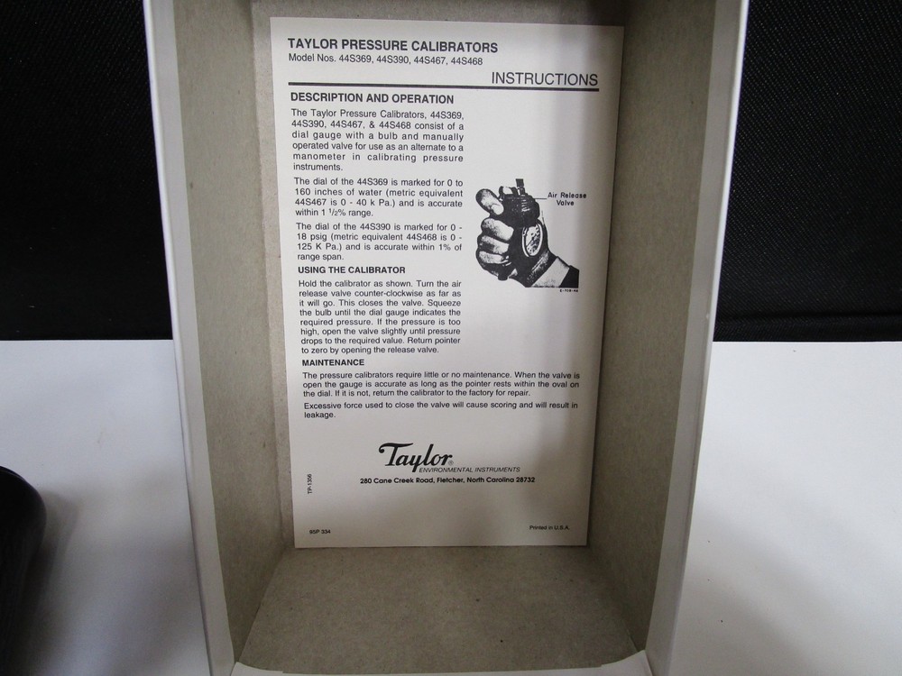 Taylor Flow Meter Calibrator P/N 44S369