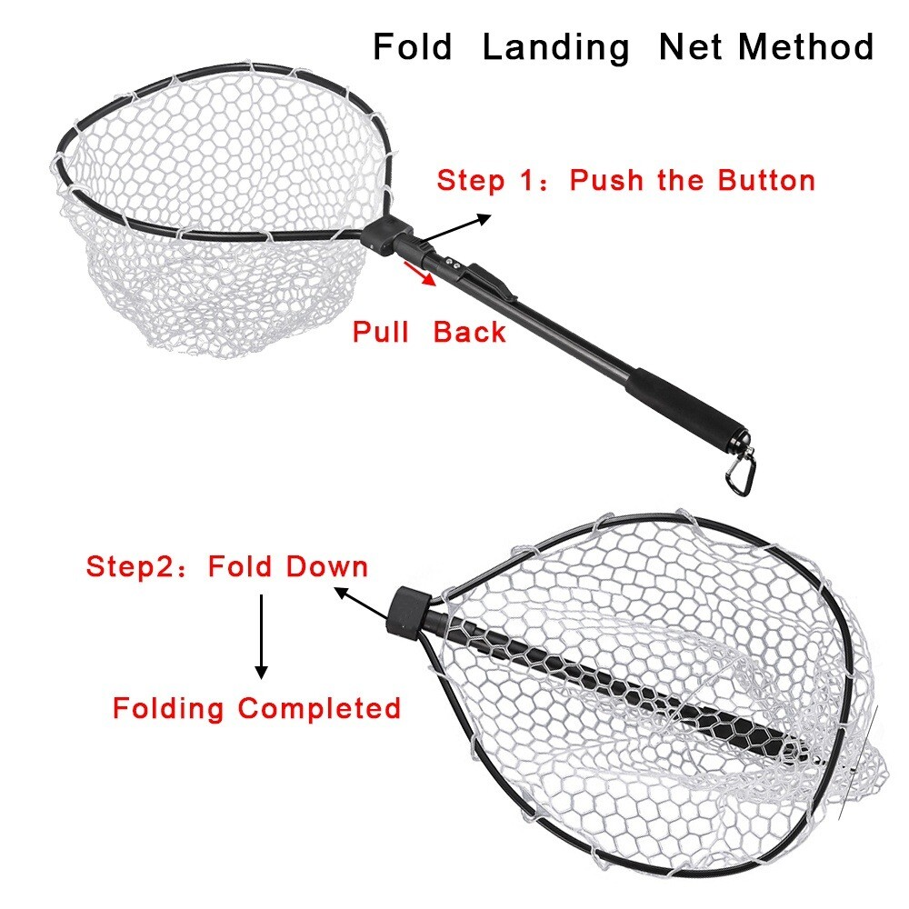 Fly Fishing Landing Net Rubber Trout Catch and Release Net Light Weight