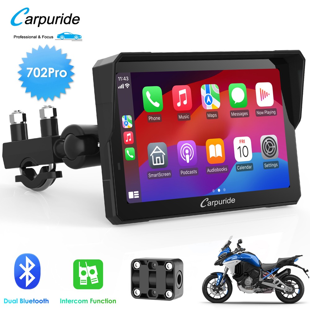 CARPURIDE W702Pro Carplay Wireless Android Auto Dual Bluetooth Intercom Compass