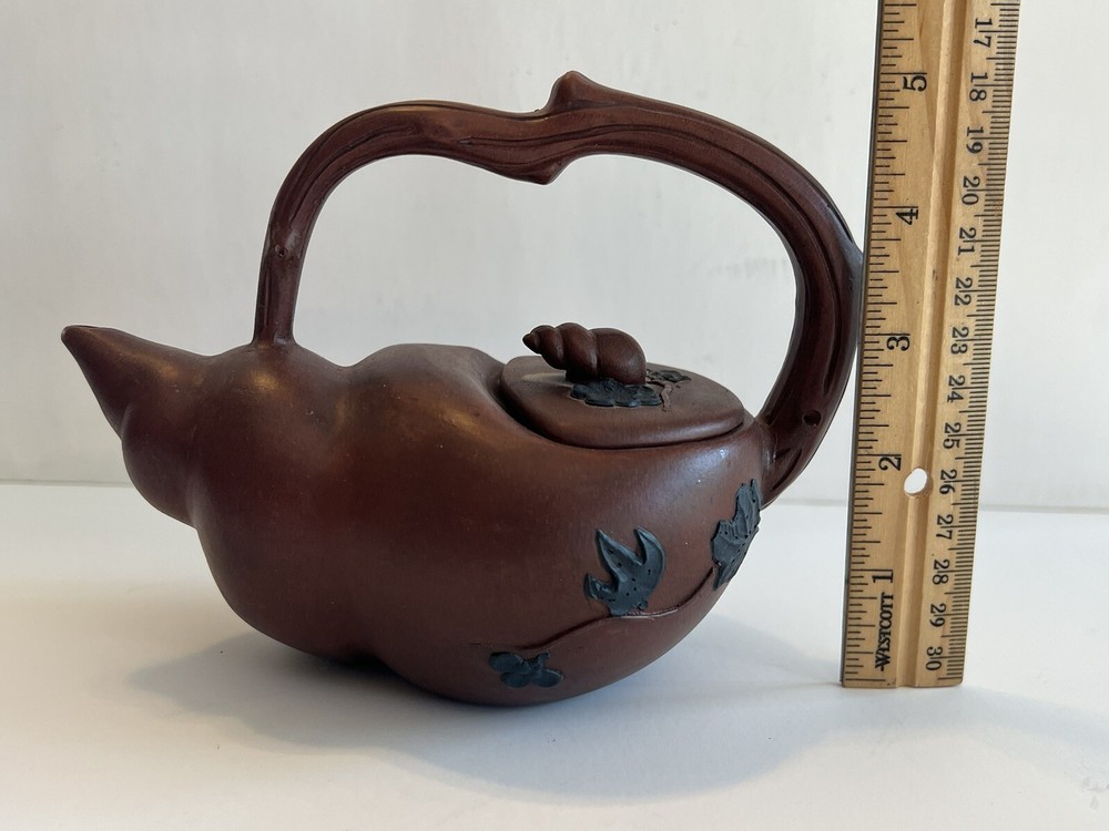 Tea Pot Clay Shell Handmade Hand Painted Clean