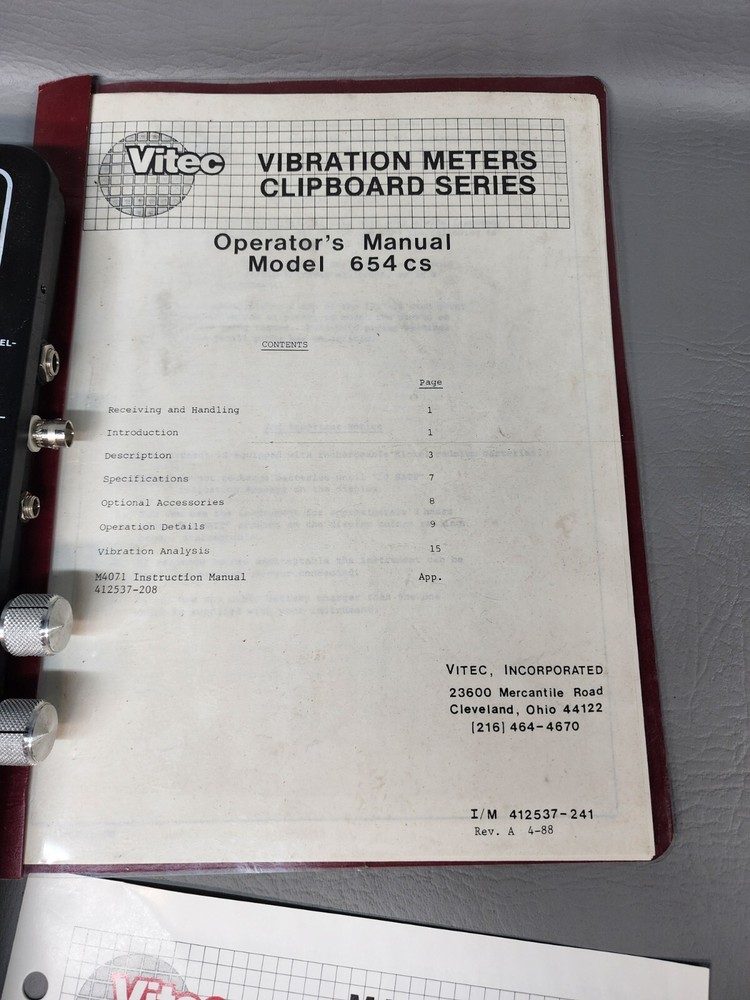 (Power Tested) - Vitec Mini-Analyzer Model 654 CS w/ Mity Mag 4071A