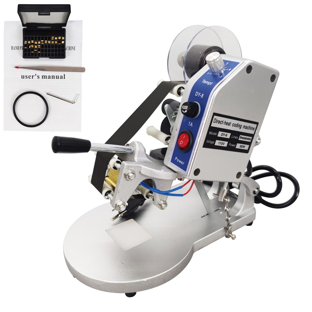 110V Manual Hot Stamp Ribbon Coding Printer Date Code Machine 1~80 times/min