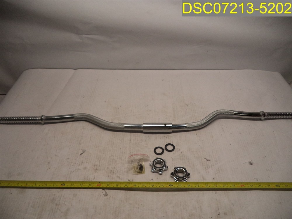 47" Barbell Curl Bar 1" Diameter with 2 Spinlock collars