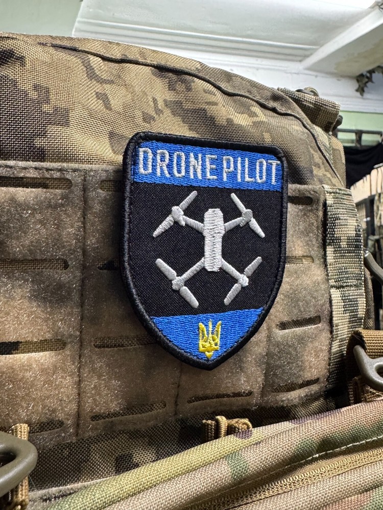 Drone Pilot Ukraine Morale Patch Tactical UAV Operator Badge Hook Backing 8x9 cm