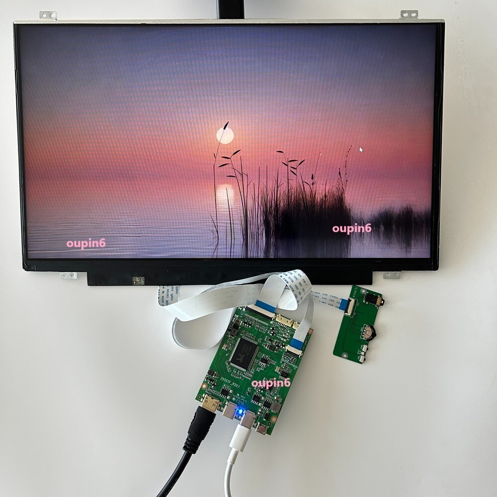 PC PS Screen 14" 1366X768 panel LED DIY with EDP Controller board KIT 2 USB-C