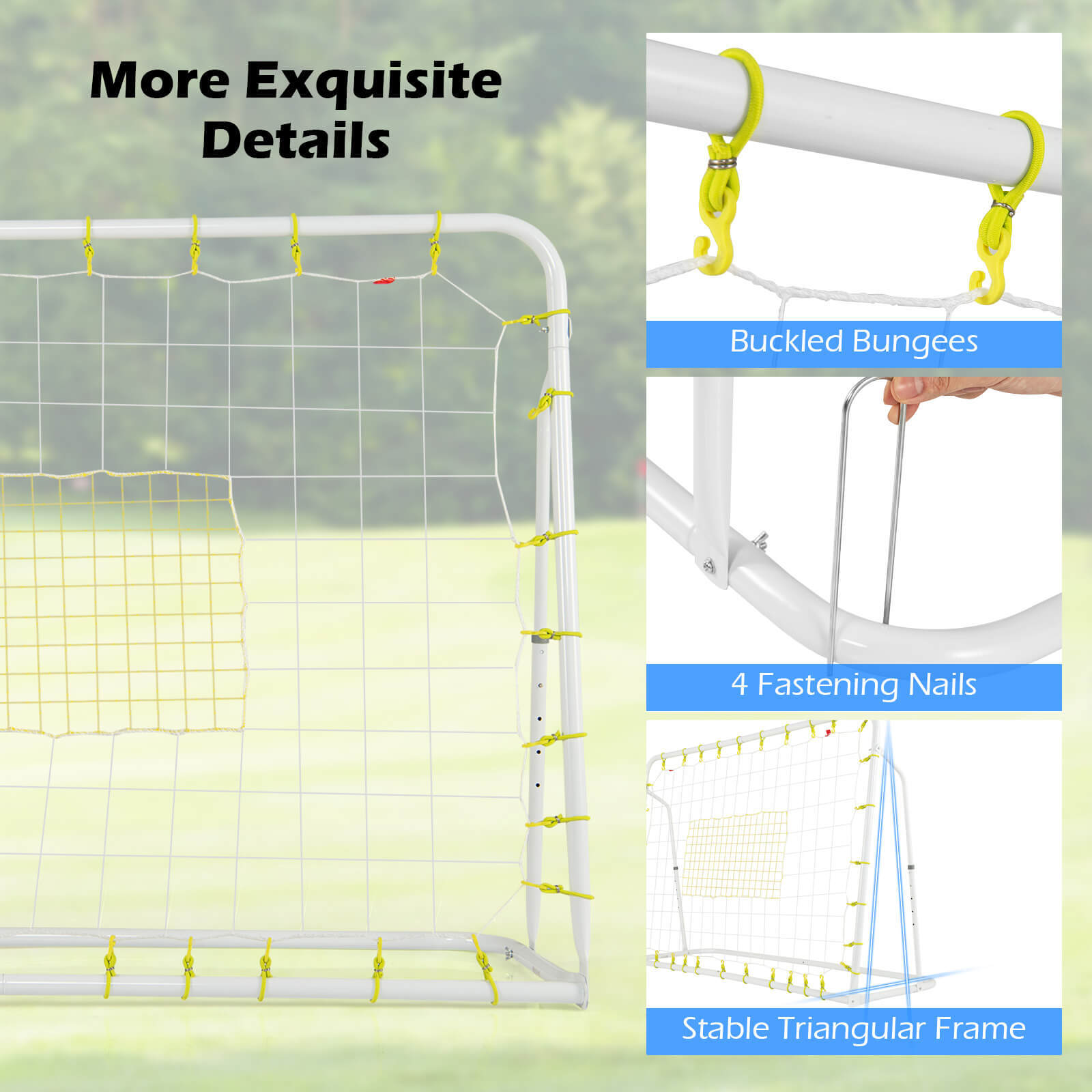 6.1' x 4' Versatile Soccer Rebounder 2 in 1w/ Shooting Auxiliary Area 4 Nails