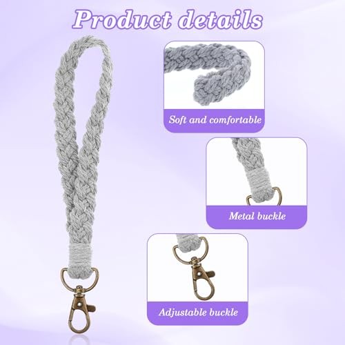 4 Sets Macrame Phone Wrist Strap with Tether Tab, Wristlet Strap Tab, Wrist