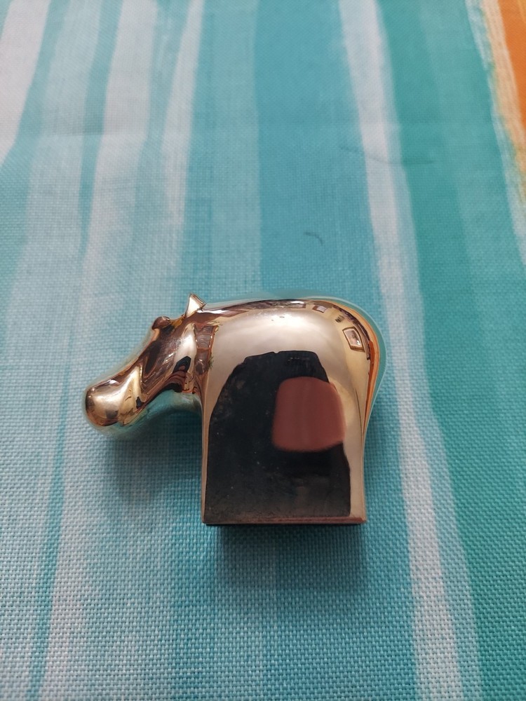 Dank Silver Plated Mid Century Modern Home Decorative Hippopotamus Paper Weight