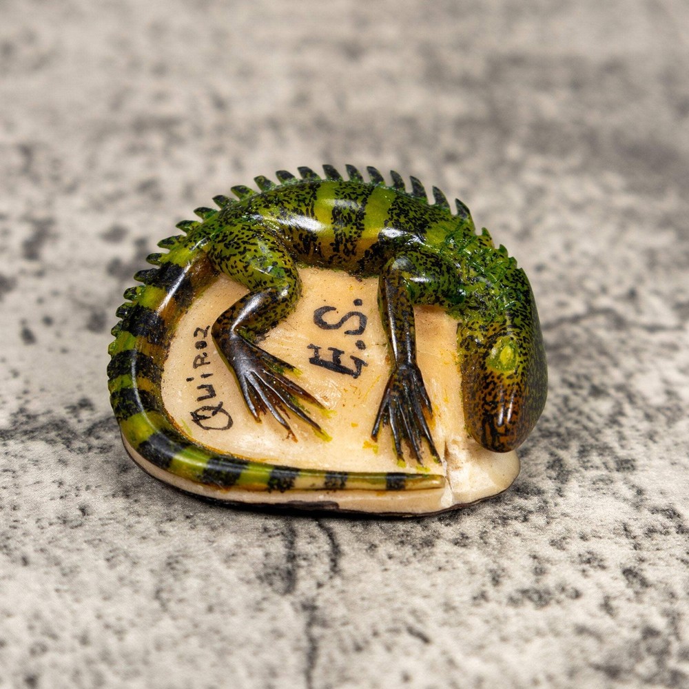 Green Iguana Lizard Tagua Carving