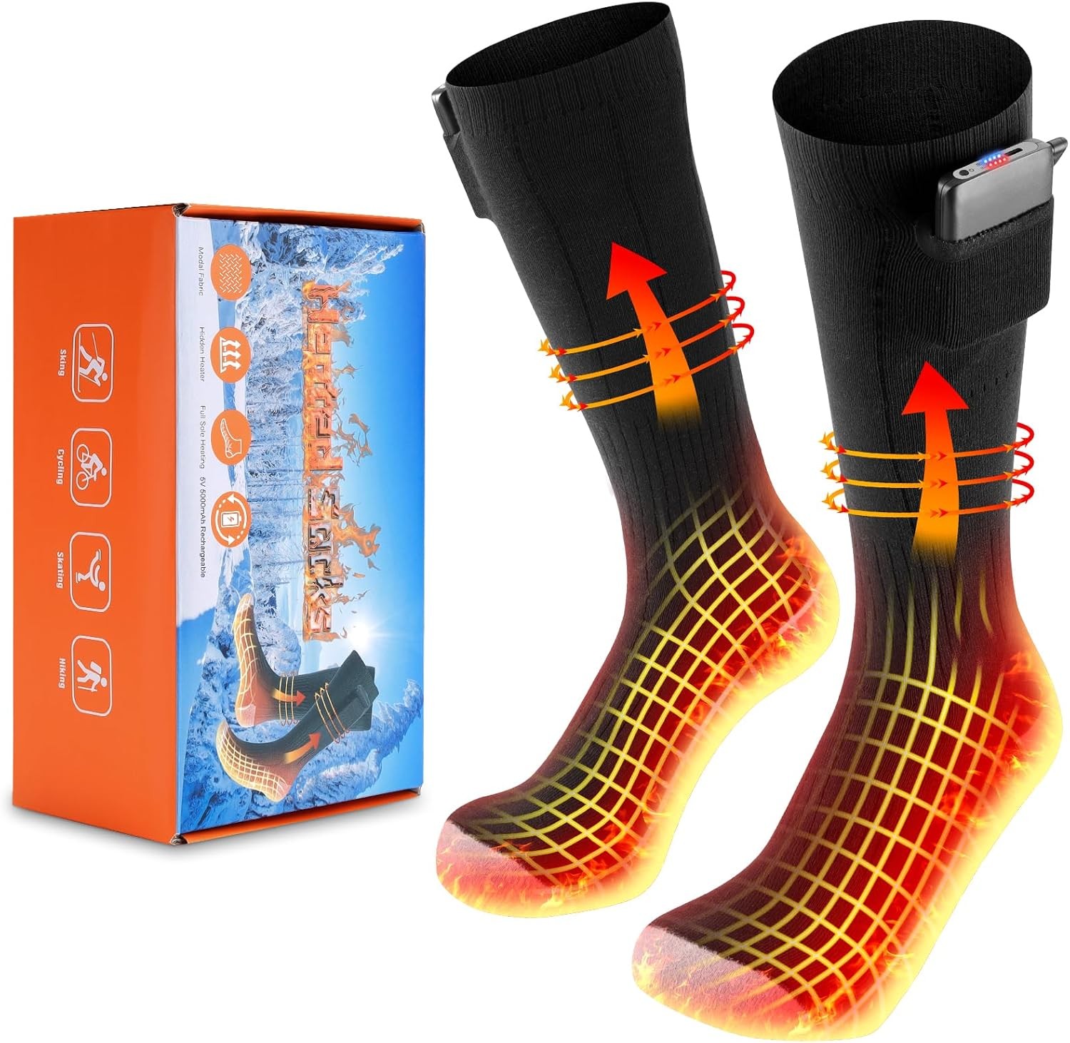 Rechargeable Battery Heated Gloves with Heated Socks Electric USB Thermal Winter
