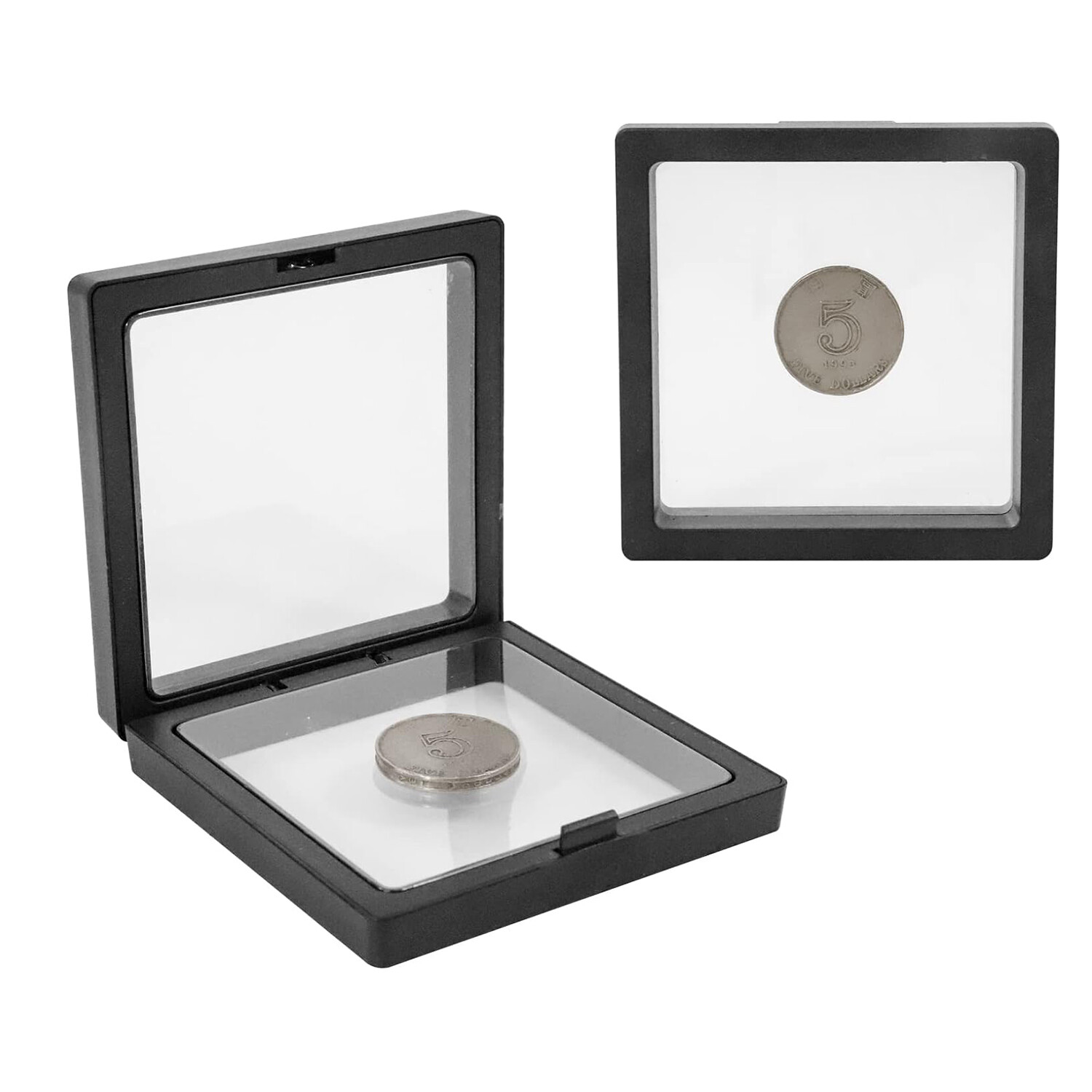 30 3D Floating Case Box Coin Display Frame Stand Holder Jewelry Specimen Collect