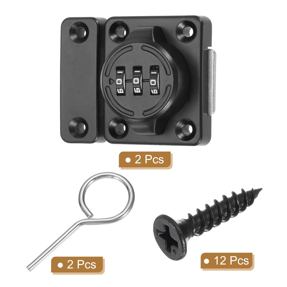 2 Pcs Combination Cabinet Latch Keyless Password Lock Black