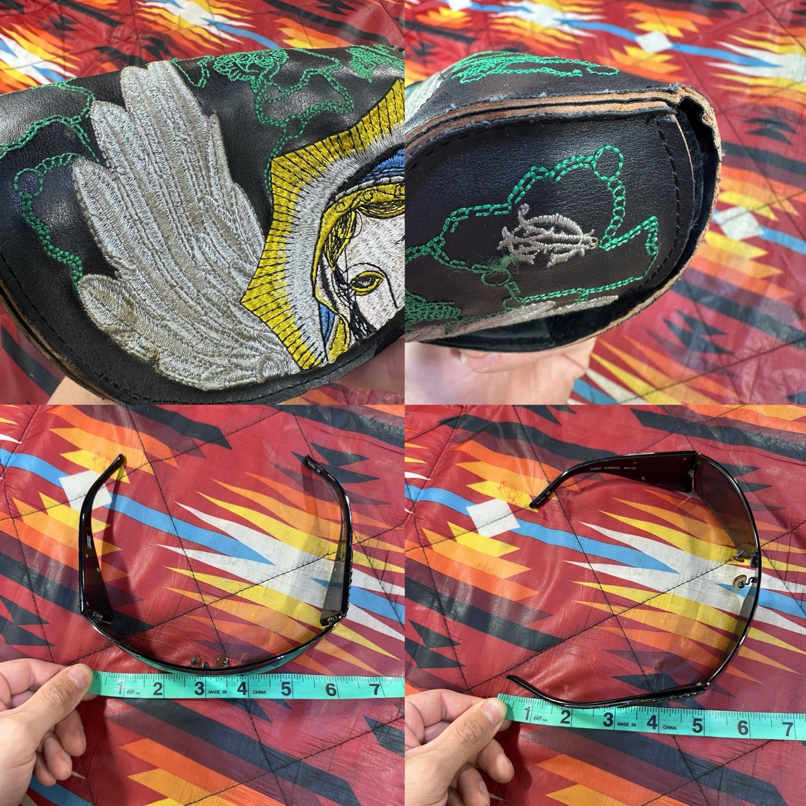 Christian Audigier CAS404 Gunmetal Virgen Mary Sunglasses Y2K RARE w/ Case