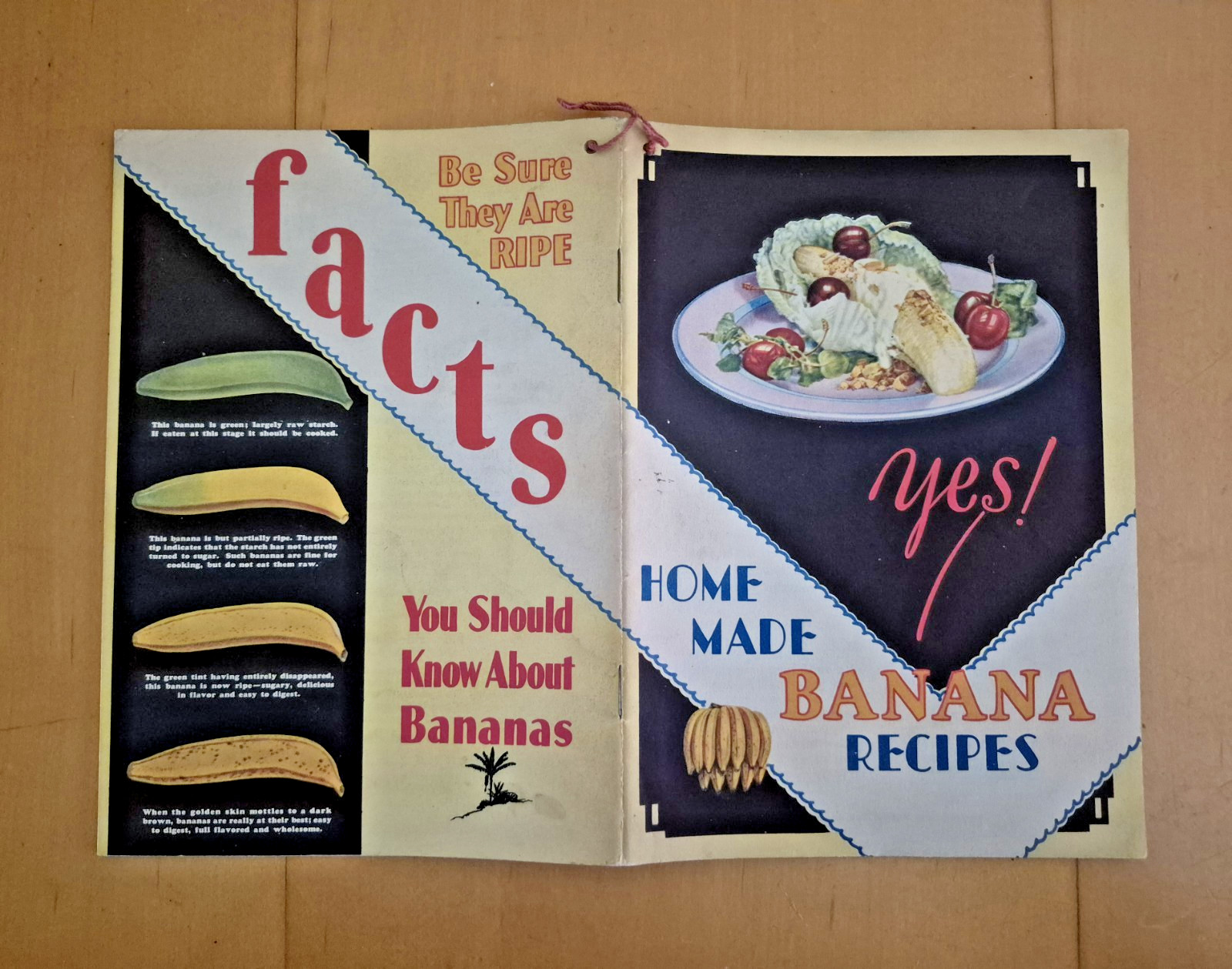 Vintage 1929 YES! HOME MADE BANANA RECIPES Bauerlein Advertising Recipe Booklet