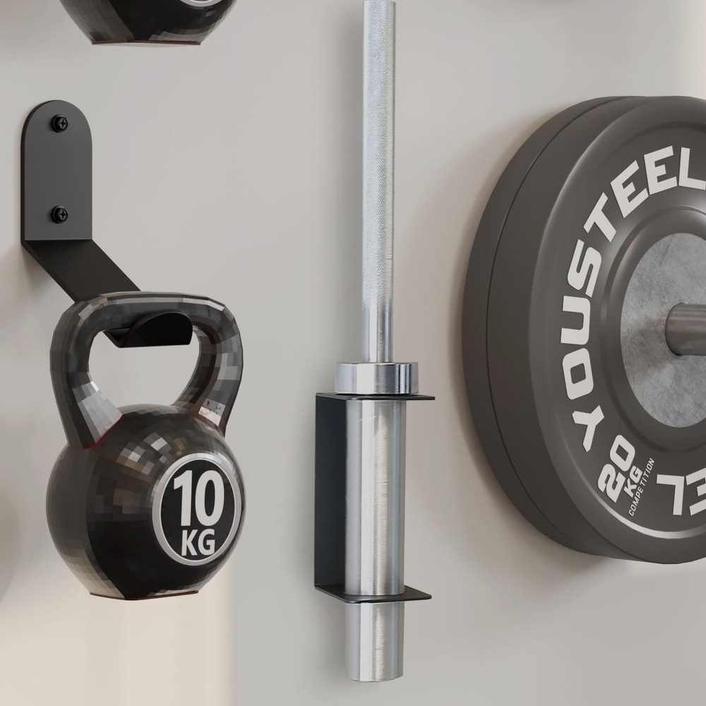 Barbell Rack Single Hook Wall Mount Heavy Duty Vertical 1, Black