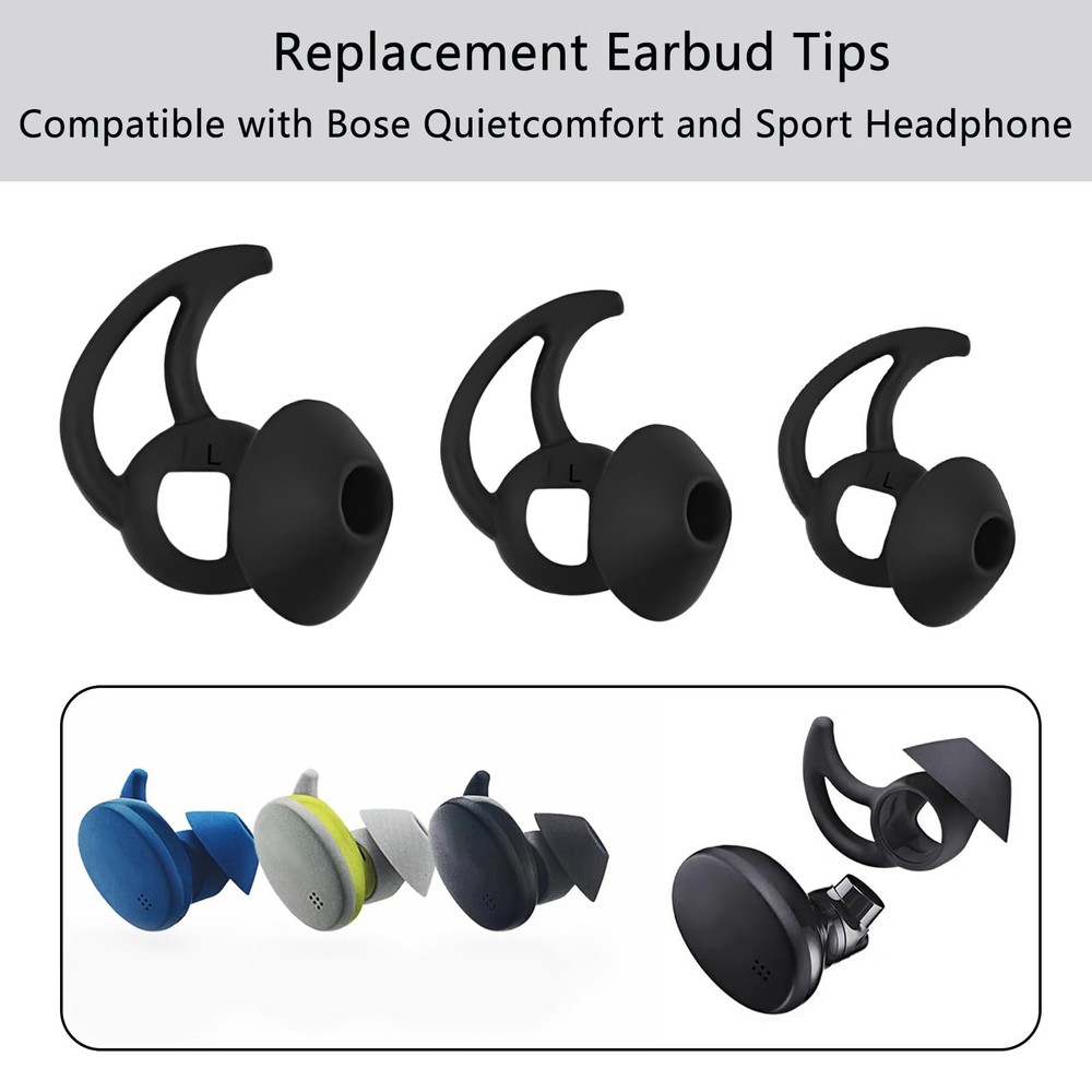 Earbud Replacement Tips Silicone Earbud Tips Ear Tips Compatible Black Medium