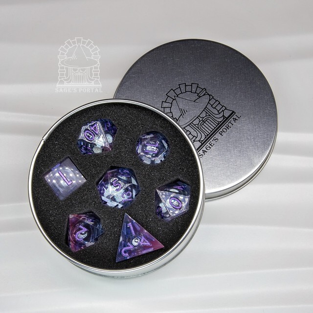 Sage's Dancing Souls Liquid Core Sharp Edge Resin Dice Set | Dnd Dice RPG Dice
