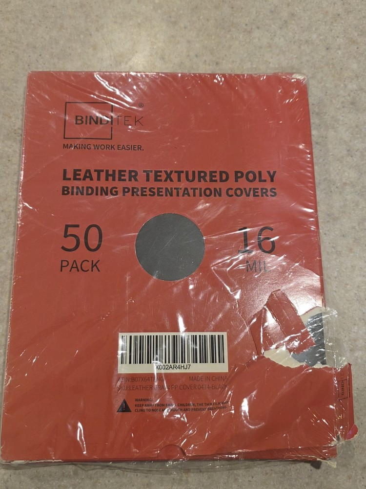 Binditek Leather Textured Polycovers - Binding Covers 8-1/2 x 11,Black