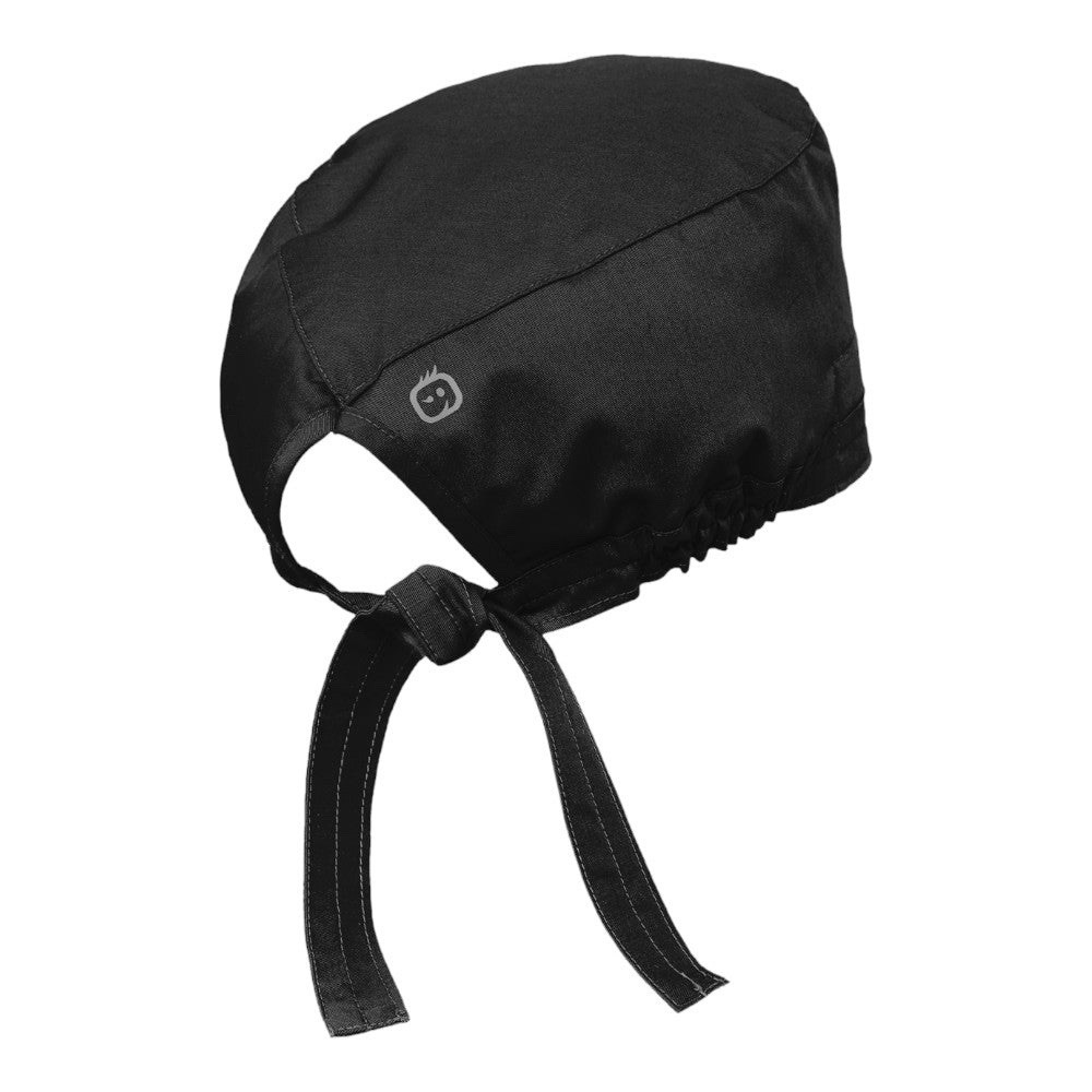 Wonder Work Tie Back Scrub Cap Men Or Women Flexible Fit Motion Stretch-Black
